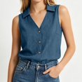 thumbnail image 4 of WCJM Relaxed Fit Wood Button V Neck Collared Sleeveless Tank Blouse Women Summer Cotton Linen Lightweight Breathable Casual Linen Blend Vest Top, 4 of 6