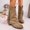 Khaki, variant on Viluyesy Womens Flodover Boots, Pull-On Chunky Heels Retro Tassel Trendy Western Mid Calf Boots Brown US9.5