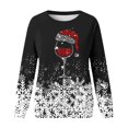 thumbnail image 4 of EHQJNJ Chandails en Molleton Courts pour Femmes Imprimé Joyeux Noël Col Rond Pull Décontracté Manches Longues Blouse Ample, 4 of 4