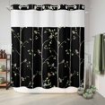thumbnail image 6 of No Hook Shower Curtain, Sparrow Shower Curtains for Bathroom with See Through Top Window, Spring Birds on The Branches Vintage Country Black Waterproof & Washable Bath Curtain 66"x72", 6 of 9