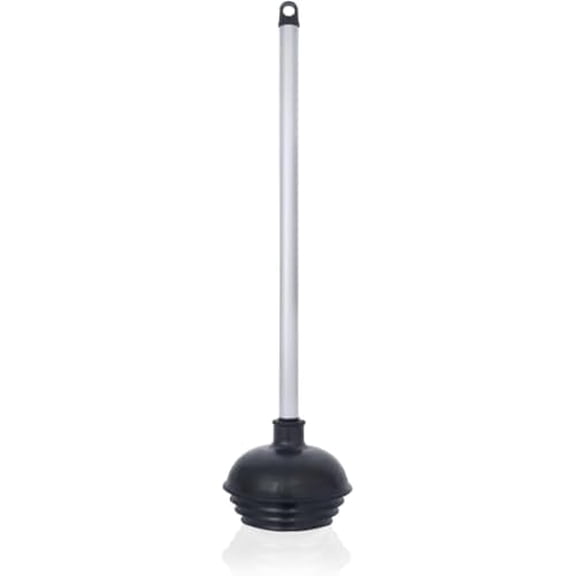 60166A Toilet Plunger with Patented All-Angle Design, Heavy-Duty Toilet Bowl Plunger with Aluminum Handle, Bathroom Necessity, Black, 1-Pack