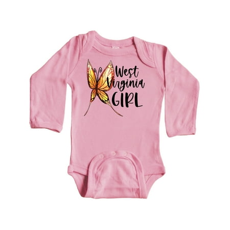 

Inktastic West Virginia Girl- Butterfly Gift Baby Girl Long Sleeve Bodysuit