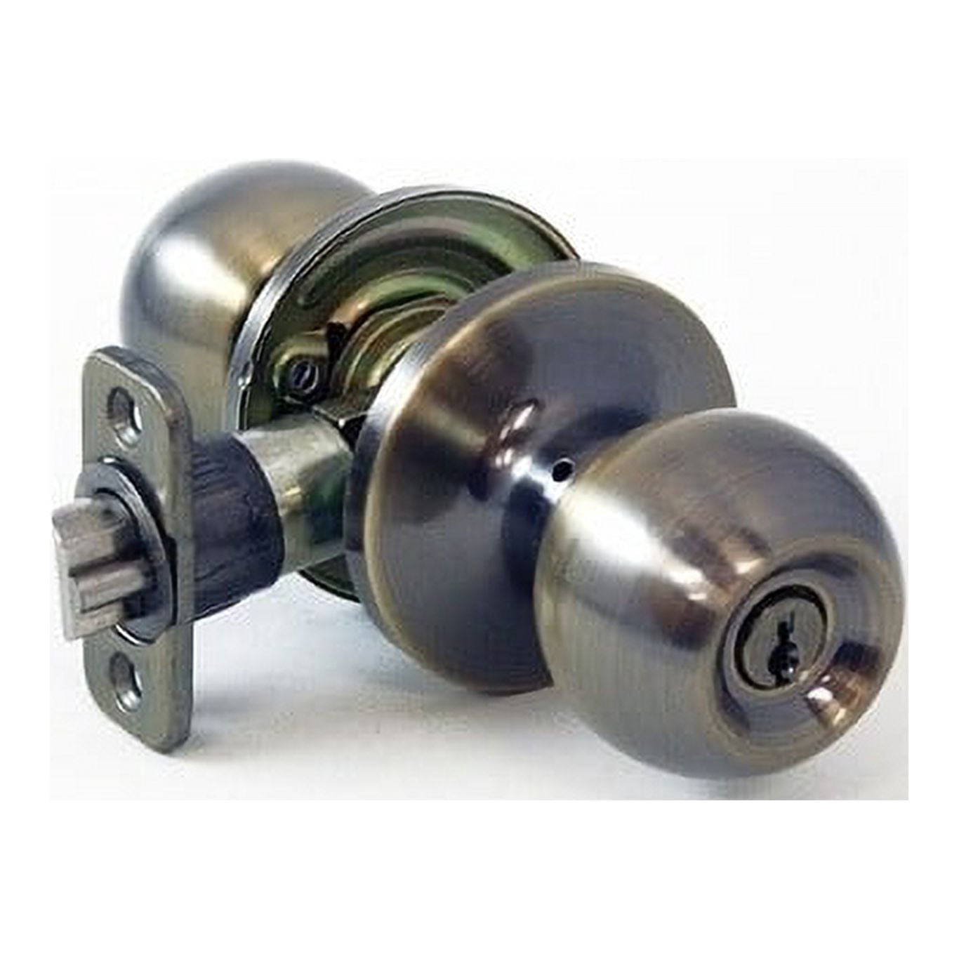 Atlas Ball Entry Locking Door Knob, Antique Brass