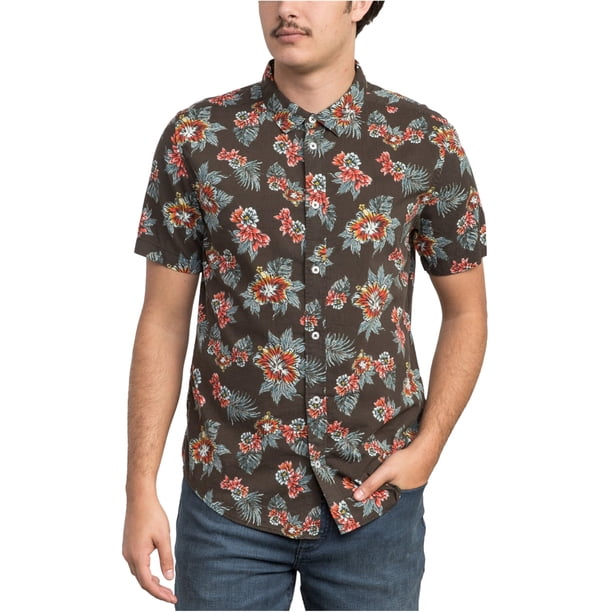 RVCA McMillan Button Up Shirt para hombre, gris, mediano RVCA Botones al frente