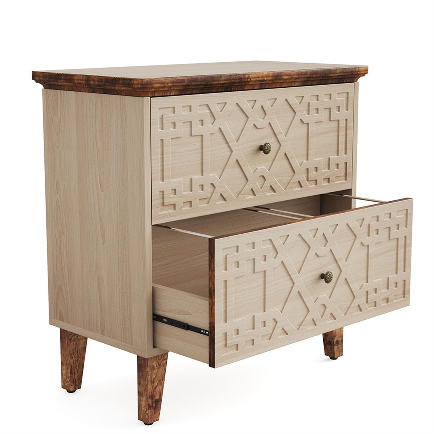 Demi Bonn 2-Drawer File Cabinet, Wood Filing Cabinet for Home Office, Printer Stand, for A4, Letter-Size Documents, Storage Cabinet for Home Office, Brown