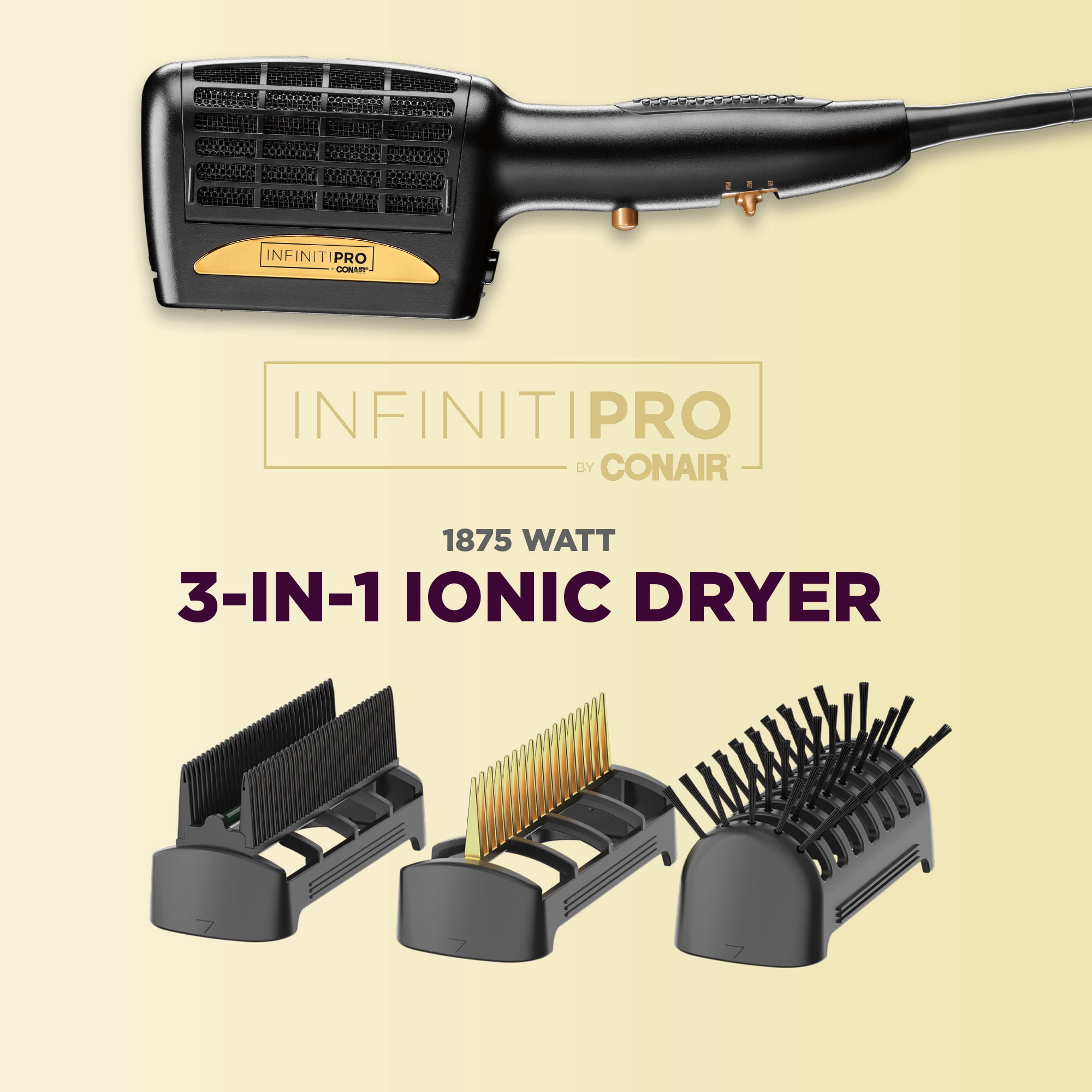InfinitiPRO by Conair Gold 1875W 3-in-1 Styler Dual Switch Dryer