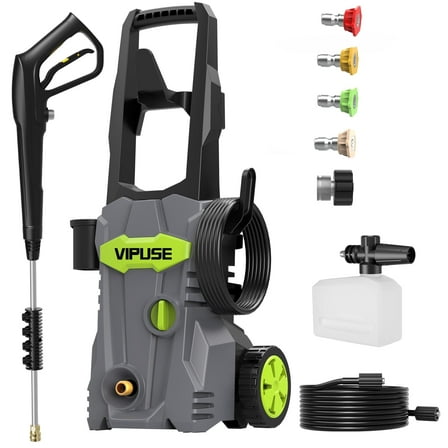 Vipuse Electric Pressure Washer, 4200 PSI Max.2.8GPM Power Washer with 23ft Hose /4 Nozzles/400ML Foam Cannon, Clean Tool for Cars/Fences/Patios/Floor