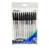 BAZIC Ballpoint Pen Pure Black Color Stick Pens, 1.0 mm, (12/Pack), 1-Pack