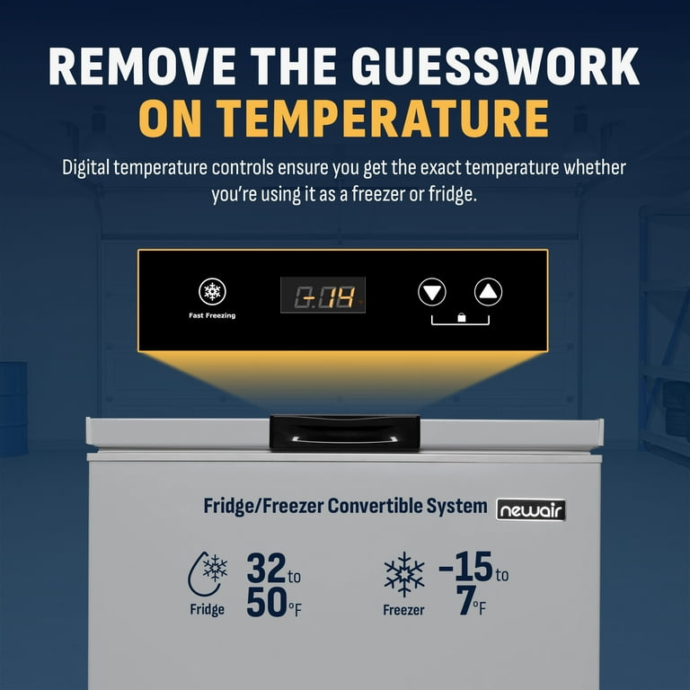 Newair 5 Cu. Ft. Mini Deep Chest Freezer and Refrigerator in Cool Gray with Digital Temperature Control, Fast Freeze Mode, Stay-Open Lid, Removeable Newair 5 Cu. Ft. Mini Deep Chest Freezer and Refrigerator in Cool Gray with Digital Temperature Control, Fast Freeze Mode, Stay-Open Lid, Removeable