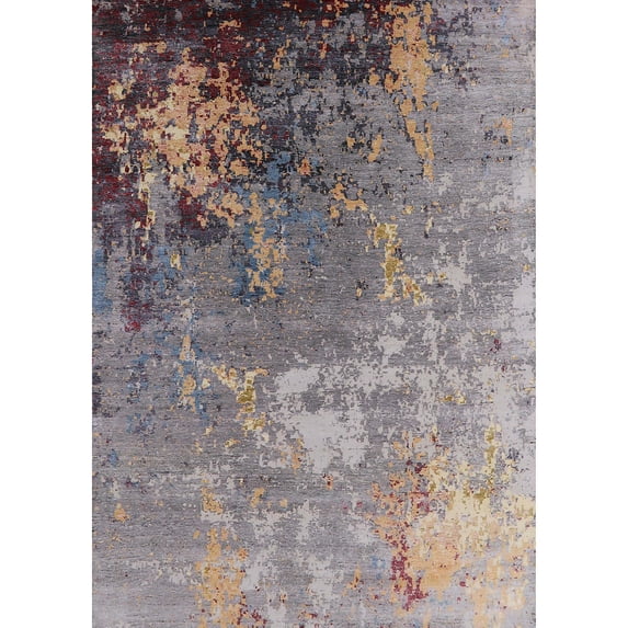 Ahgly Company Indoor Rectangle Mid-Century Modern Khaki Rose Pink Oriental Area Rugs, 2' x 5'