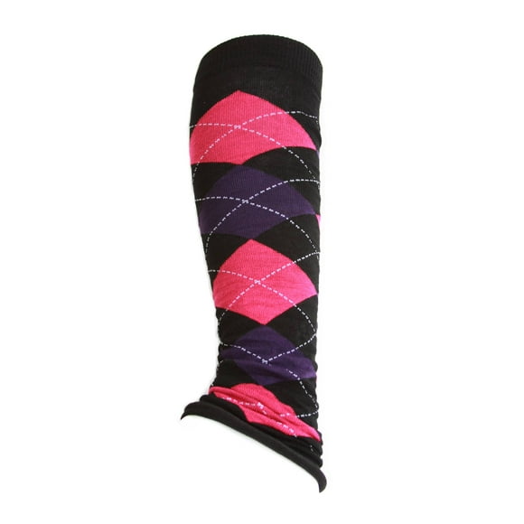 Women's Stretch Leg Warmers one pack Argyle Purple and Hot Pink