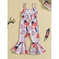 thumbnail image 3 of 4th of July Toddler Baby Girls Bell Bottom Jumpsuit Overalls Suspender Flared Pants Romper Independence Day Clothes, 3 of 9