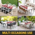 thumbnail image 5 of Red Gnomes Table Cloths for 3 Foot Rectangle Tables, Valentine's Day Love Roses Leaves White Patio Waterproof Elastic Fitted Tablecloths, Washable Rectangular Table Cover for Camping, 5 of 8