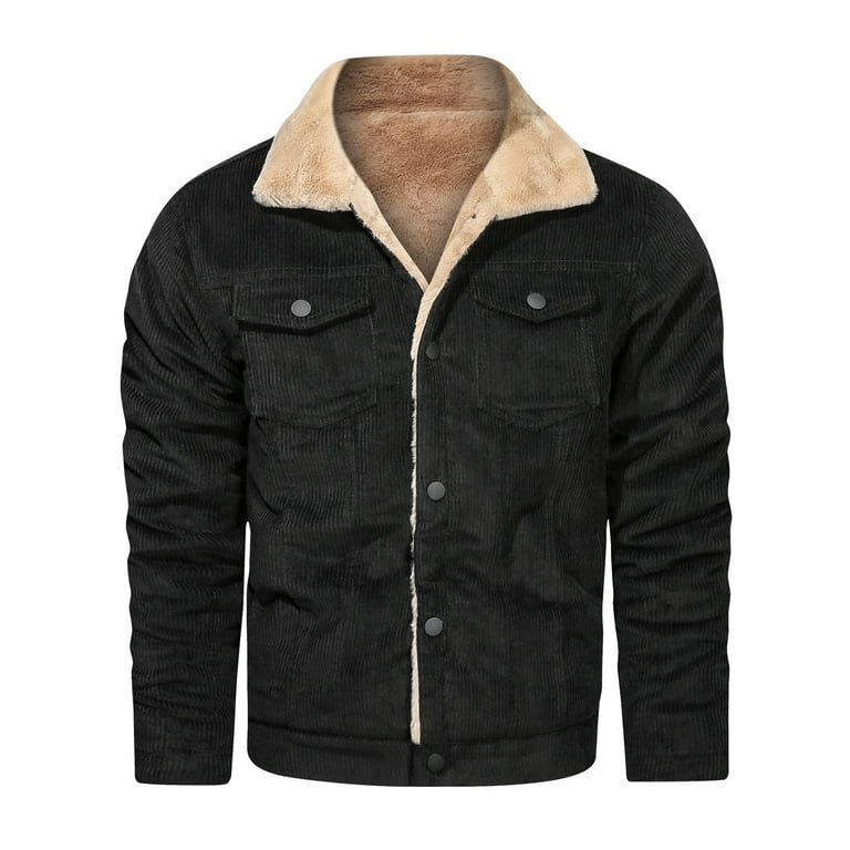 Christmas Gifts Purcolt Men s Plus Size Vintage Coat Christmas Fleece Sherpa Lined Autumn and Winter Solid Color Lapel Corduroy Jacket Loose Fit
