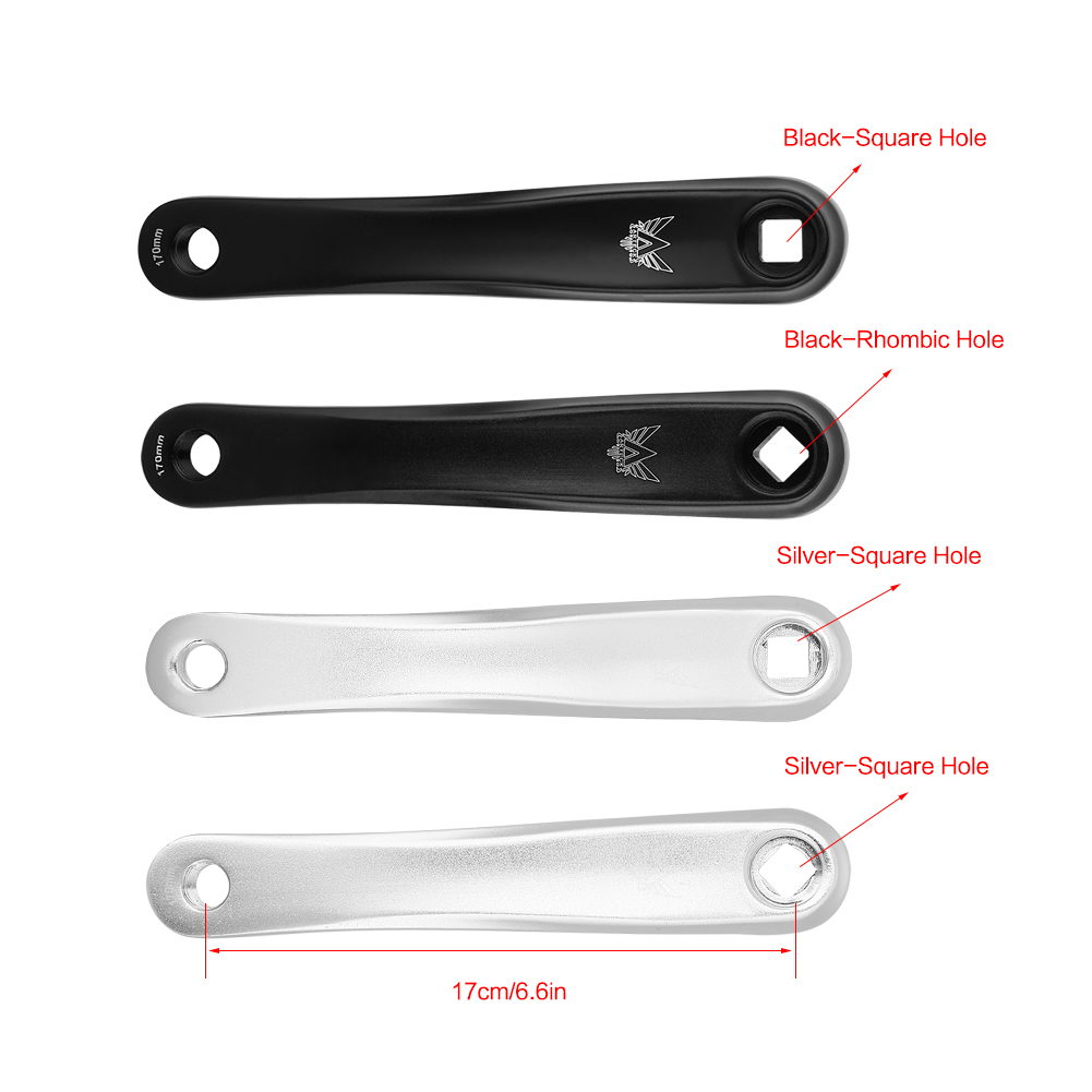 170mm Aluminum Alloy Bicycle Left Side Chain Crank Arm Replacement Accessory Diamond Hole and Square Hole Akozon Bike Crank Arm