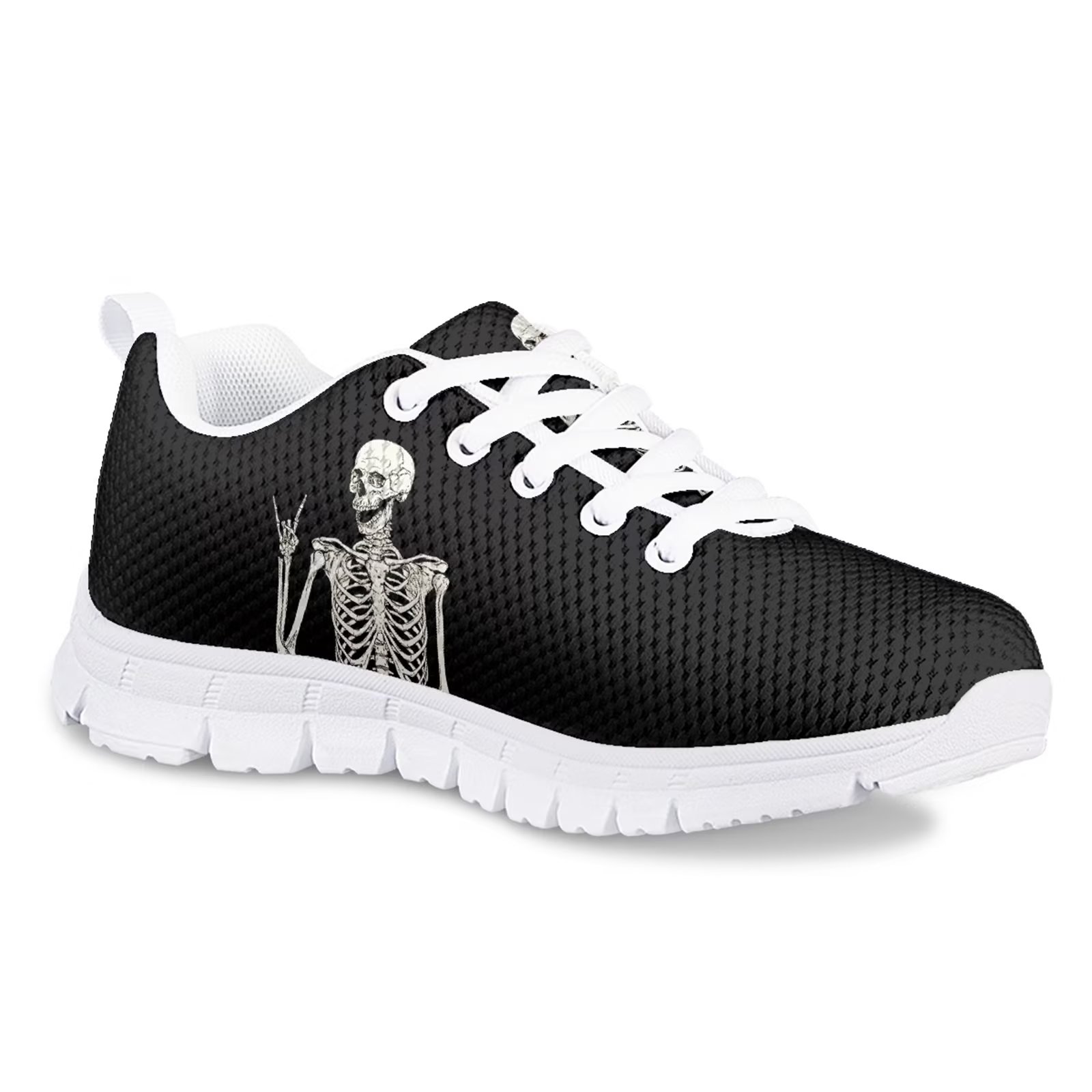 Pzuqiu Halloween Theme Skull Pattern Kids Tennis Shoes Ultralight Comfortable Child Running Shoes Halloween Gift for Kids Size 1 - image 2 of 7