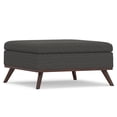 thumbnail image 1 of SIMPLIHOME Owen Table Basse Carrée de 36 Pouces de Large avec Dessus Relevable et Rangement, Pouf Repose-Pieds de Cocktail en Tissu Ébène Rembourré, Milieu du Siècle, Salon, 1 of 7