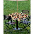 thumbnail image 4 of Fsddascl Geometric Outdoor Tablecloth - 54x54 Inch Square Dining Table Cover, Modern Southwestern Vintage Art Waterproof Outdoor Table Cloth with Umbrella Hole & Zipper for Picnic/Patio/Party, 4 of 7