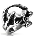 thumbnail image 2 of Stainless Steel Skull Dragon Claw Skull Biker Ring - Biker Skull Cast Ring by MDream Size 10, 2 of 3