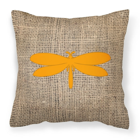 Carolines Treasures BB1061-BL-OR-PW1414 Moth Burlap and Orange   Canvas Fabric Decorative Pillow BB1061 14Hx14W