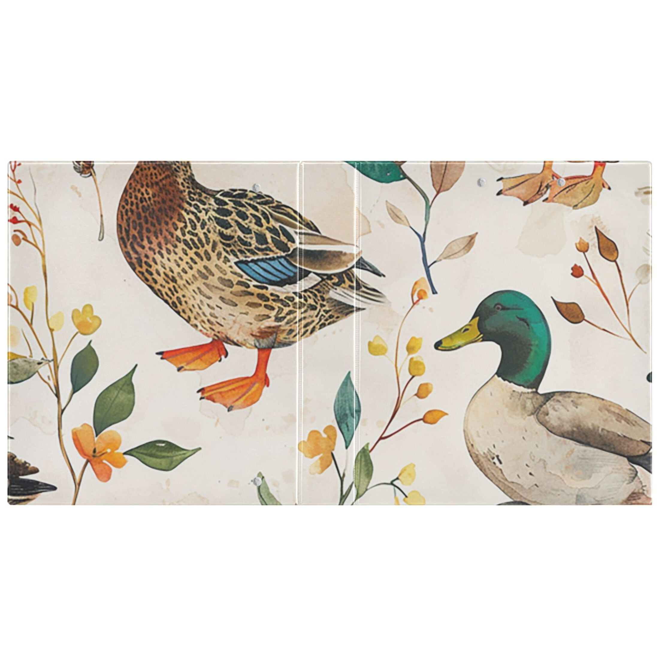 Ducks Leaves 3 Ring Binders 1.5 inch Hardcover File Folders with Interior Pockets A4 Size Organizer for School Office Hospital