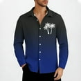 thumbnail image 2 of QATAINLAV Men's Hawaiian Long Sleeve Shirts Summer Casual Linen Button Down Shirt Fashion Palm Trees Print Blouse Tropical Holiday Beach Tops Blue XL Clearance, 2 of 5