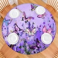 thumbnail image 2 of Purple Lavender Butterfly Scene Round Fitted Tablecloth with Elastic Edge,Dining Table Cover Waterproof,Outdoor Round Tablecloth for Camping,Dining,Indoor and Outdoor, 2 of 7