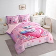 thumbnail image 3 of Homewish Kawaii Bowknot Cat Bedding Comforter Set 7pcs for Girl, Romantic Love Heart King Bedding Sets, Fashion Kitten Animal Reversible Bed Sheets, Lightweight Room Decor, 3 of 7