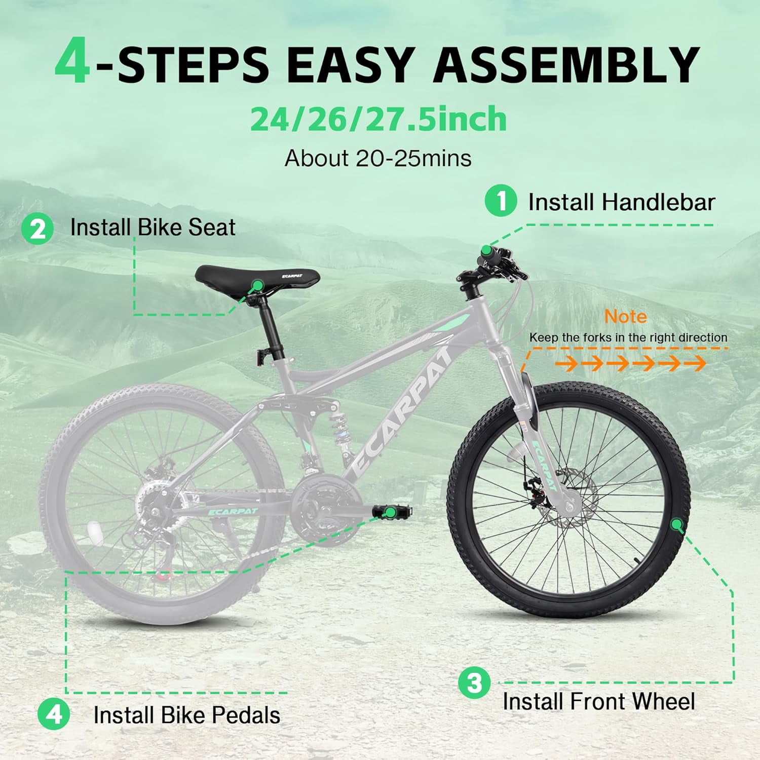 Ambifirner 24 Inch Adult Bike, 21 Speed Commuter Bicycle, Bicycle for Women and Men with High-Carbon Steel 24 Speed Mountain Urban Bike