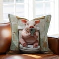 thumbnail image 2 of Funny Animal Throw Pillow Cover Pig Sitting on Toilet Cotton Linen Cushion Cover Throw Pillow Case with Invisible Zipper for Couch Sofa Bed Chair Car 18x18 Inch, 2 of 9