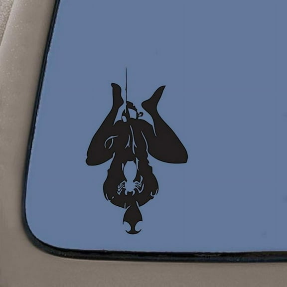 Spiderman Hanging Upside Down 6" Black Vinyl Car Truck Decal Sticker | Vinyl Decal | Car Truck Van SUV Laptop Macbook Wall Decals