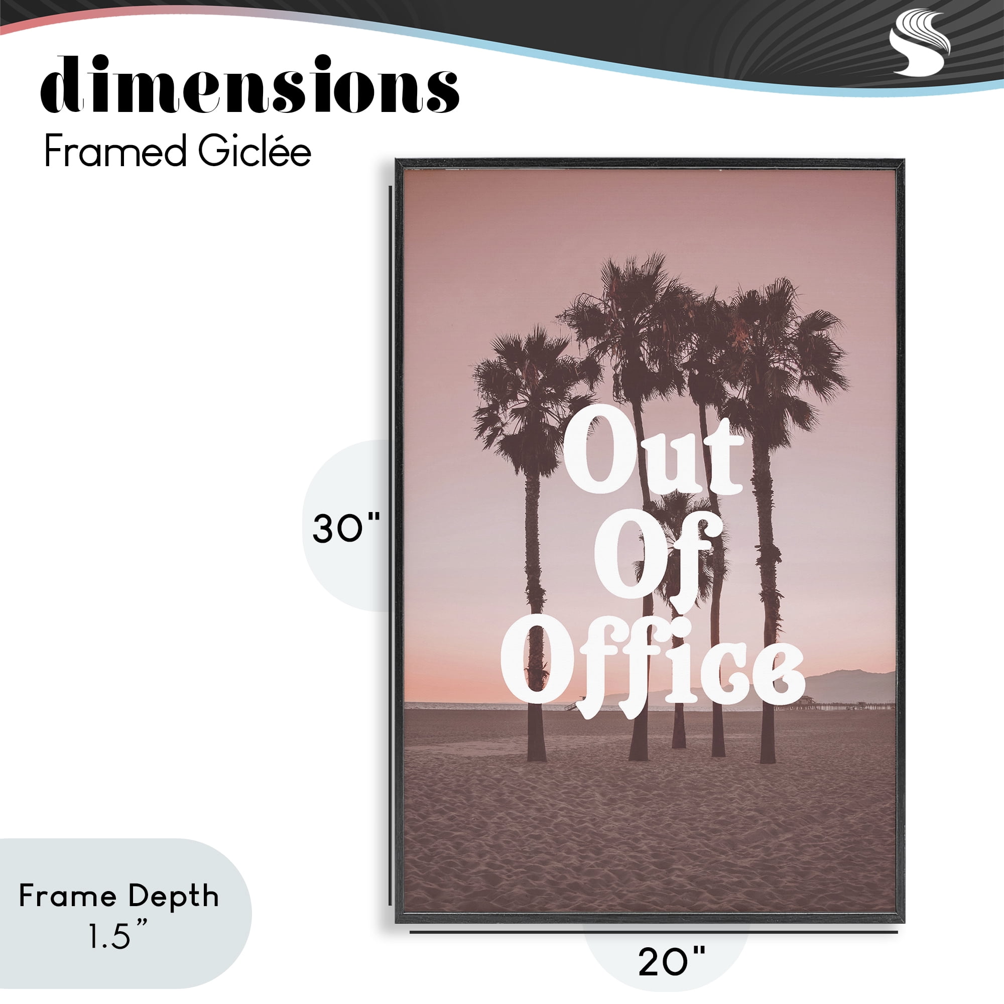 Stupell Industries Pink Tropical Out Of Office Black Framed Giclee Art, design by Lil' Rue