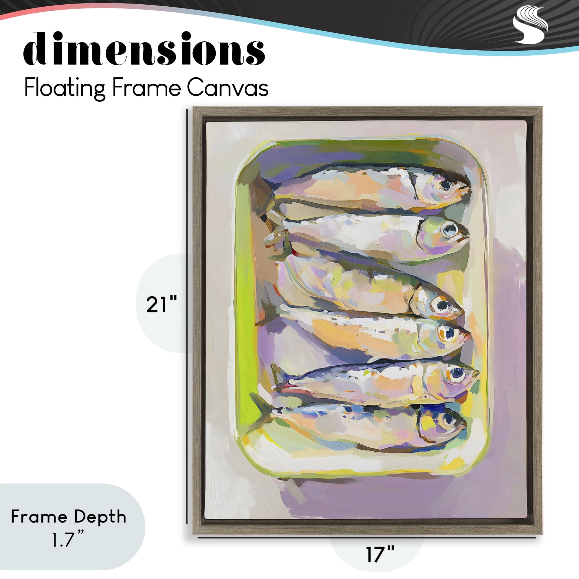 Stupell Industries Vibrant Hued Sardines Brown Framed Floater Canvas Wall Art, design by The Prints Vibe