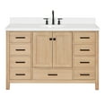 thumbnail image 2 of Ariel Cambridge 55 Inch Single Oval Sink Bathroom Vanity With Pure White Quartz Countertop 1.5 Inch Edge In Oak, 2 of 10