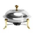 thumbnail image 3 of yuksok Réchaud à Aliments Plats de Service Couvercle Transparent Marmite Portable Réchaud à Alcool Or 26cm, 3 of 9