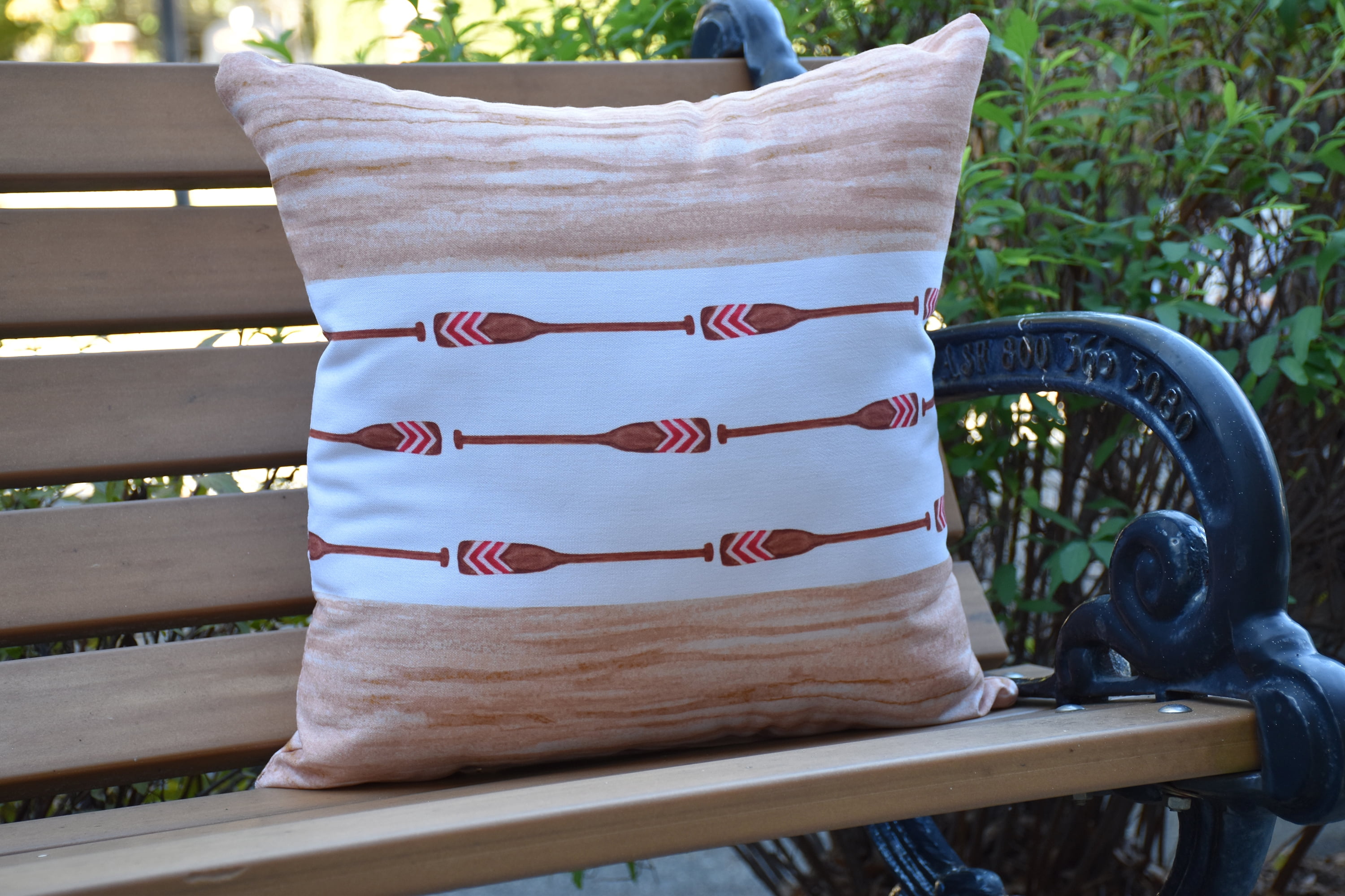 Simply Daisy, 18" x 18" Oar Stripe Center, Stripe Print Outdoor Pillow, Ivory