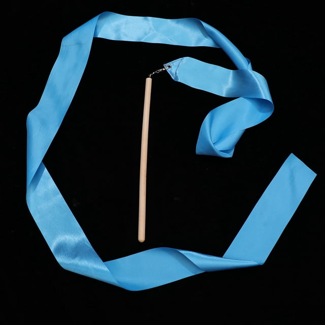 MOKKHNB 2Pcs Dancing Ribbon Wand Wooden Handle Blue for Circus Skill Performance Props