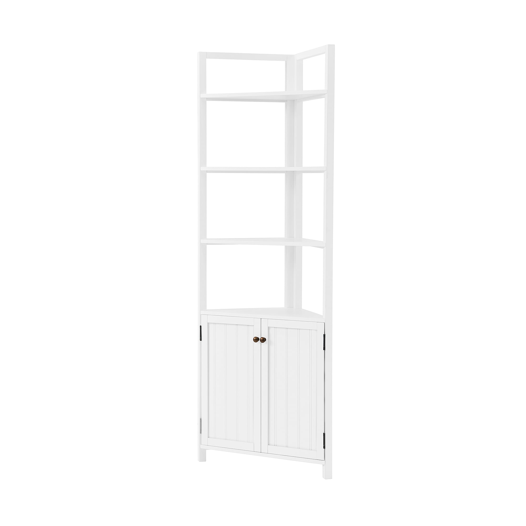 Alaterre Furniture Dover 25"W x 68"H Corner Storage Cabinet with 2 Doors and Open Shelving