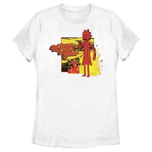 Women's Rick And Morty I Always Slay Queen, With FIRE  Graphic Tee White Medium