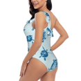 thumbnail image 4 of Sikiie Turtle Print Women One Piece Swimsuits Tummy Control One Shoulder Bathing Suits Ruffle Swimwear, From S to XXL-X-Large, 4 of 6