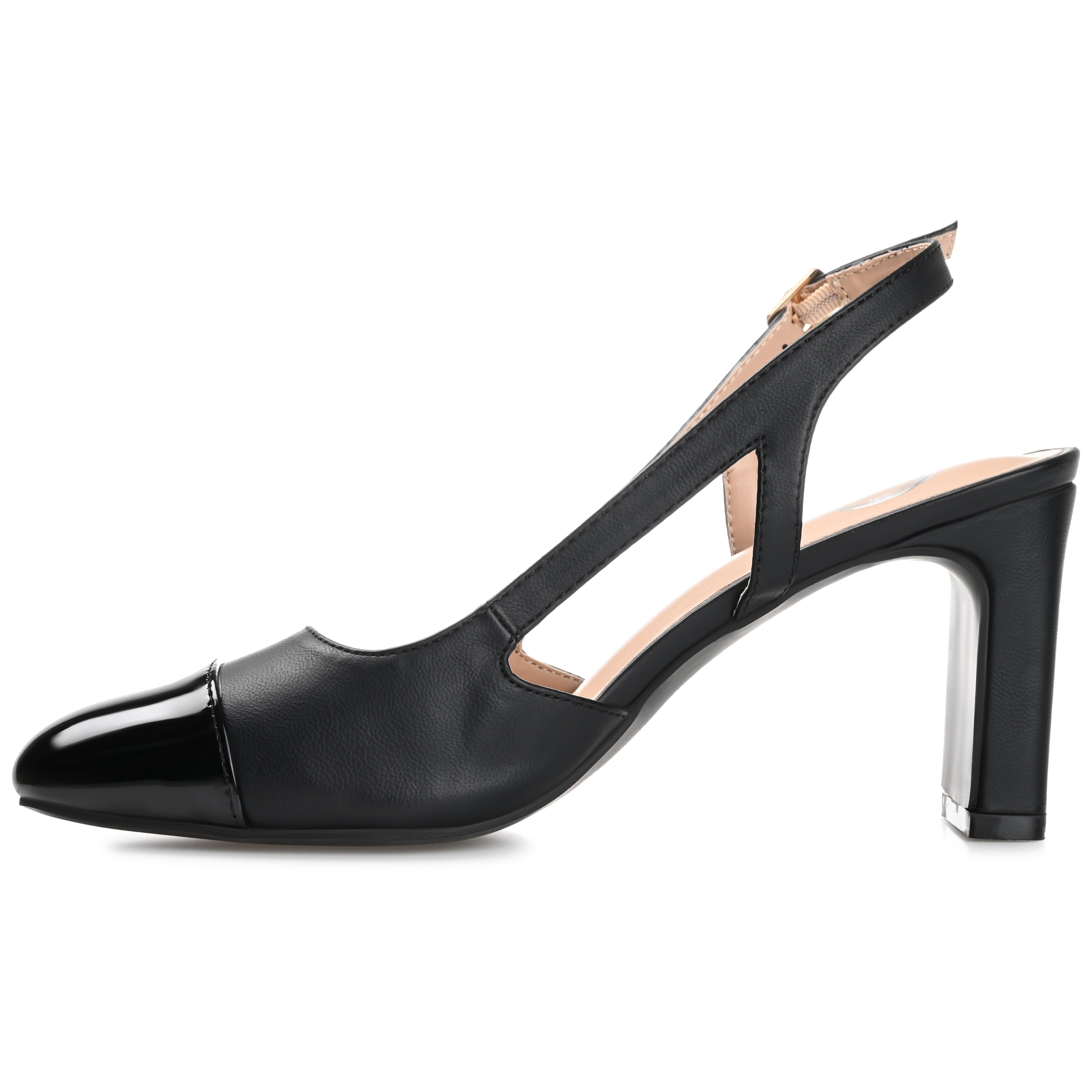 Journee Womens Reignn Sling Back Mid Block Heel Almond Toe Pumps, Widths Available