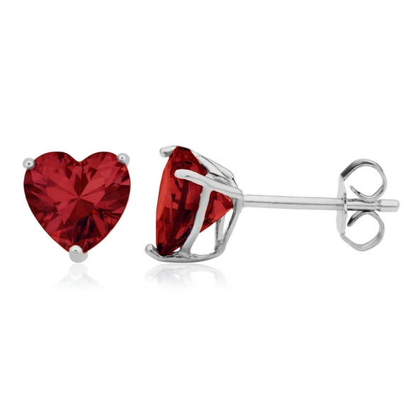 KoolJewelry Sterling Silver Cubic Zirconia Heart Birthstone Earrings