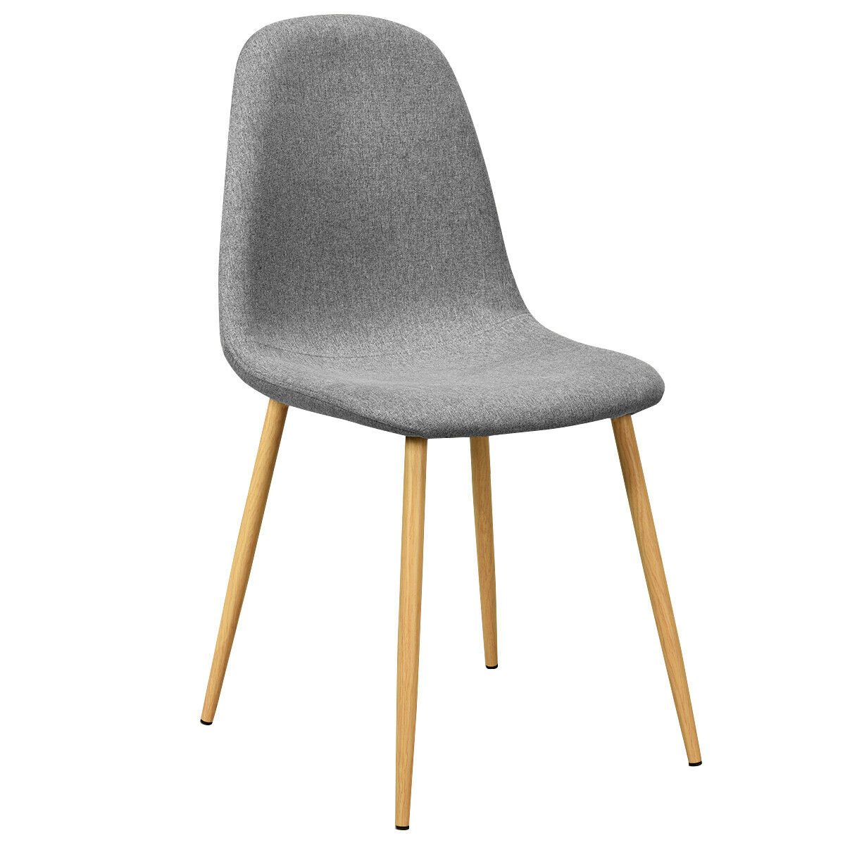 Gymax Set of 4 Dining Chairs Fabric Cushion Kitchen Side Chairs Gray