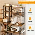 thumbnail image 4 of SUPERJARE Large Bakers Rack, Microwave Stand with Power Outlets, Kitchen Coffee Bar Table with 12 Hooks, Kitchen Shelf Rack in Rustic Brown, 4 of 7