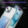 thumbnail image 5 of ELEHOLD for iPhone 15 Plus Case,Clear Card Holder Kickstand Credit Card Slot Soft TPU+Hard PC Slim Bumper Anti-Scratch Shockproof Protective Wallet Case for iPhone 15 Plus,Blue, 5 of 8