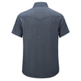 thumbnail image 2 of Coevals Club Mens Denim Pearl Snap Western Cowboy Work Cotton Button up Two Pockets Short Sleeve Shirts 05 Dark Blue 3X-Large, 2 of 8