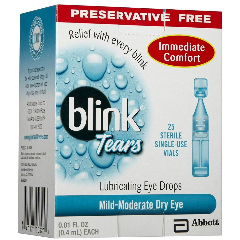 Blink Tears Lubricating Eye Drops Mild Moderate Dry Eye 25 Vials
