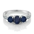 thumbnail image 2 of Gem Stone King 2.32 Ct Oval Blue Sapphire 925 Sterling Silver Moissanite Ring (Size 8), 2 of 4