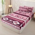 thumbnail image 2 of Erosebridal Rustic Aztec Theme Zipper Full Size Comforter Sets with Fitted Sheet and 2 Pillowcases,Tribal Geometric Pattern Zipper Bedding Set For Boys,Pink Reversible,4 Pieces, 2 of 7