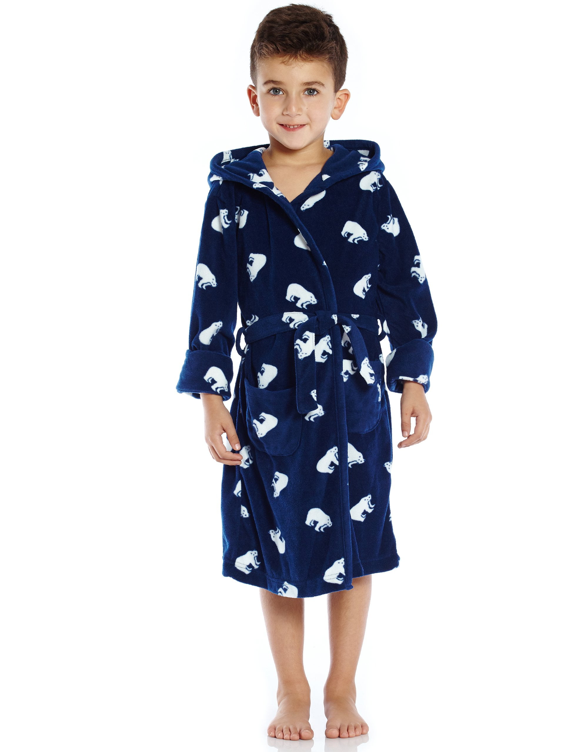2 Toddler-14 Years Leveret Kids Robe Boys Hooded Fleece Sleep Robe Bathrobe Variety of Colors